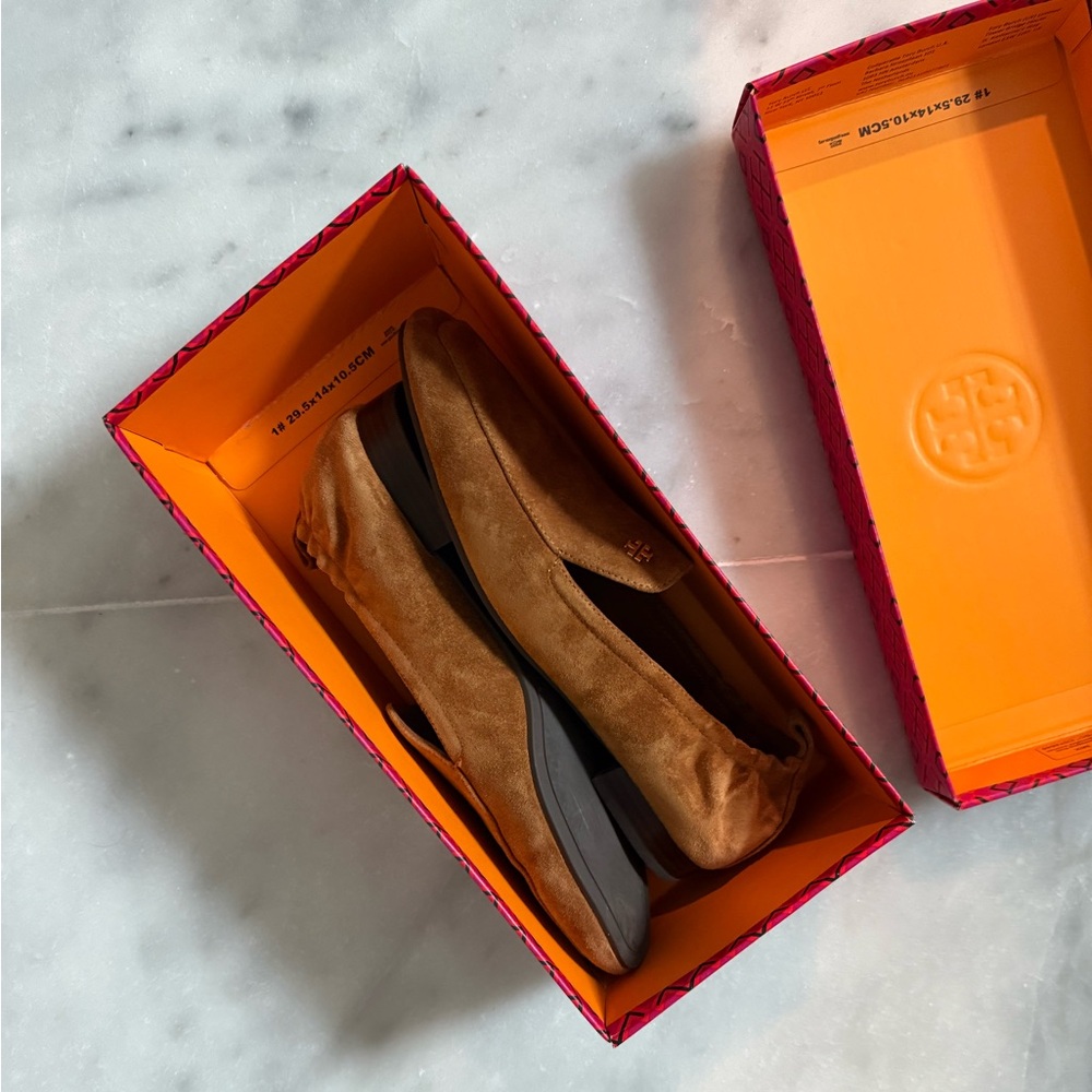 New Tory Burch Kira 20MM Suede Leather Elastic Loafer Shoes